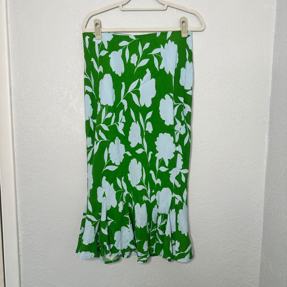 kate spade Green and White Floral Midi Skirt